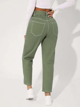 PETITE Zipper Fly Contrast Stitch Tapered Jeans